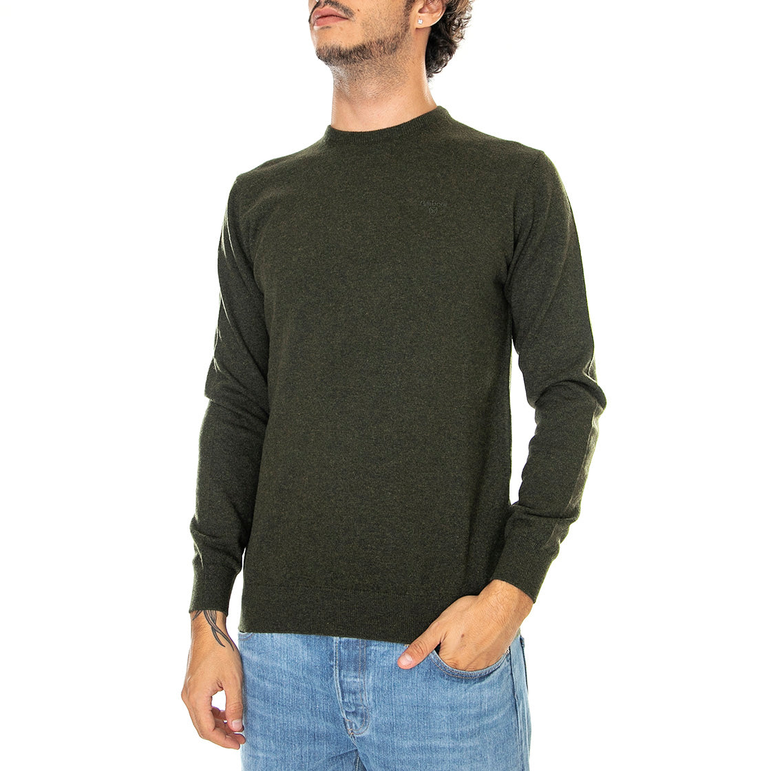 Essential Lambswool Crew Neck Seaweed - Maglione Girocollo Uomo Verde FW22-MKN0345-GN71 . BARBOUR 
