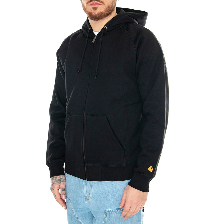 Hooded Chase Jacket Black / Gold - Felpa con Cappuccio e Zip Uomo Nera I033664.00FXX . CARHARTT WIP 