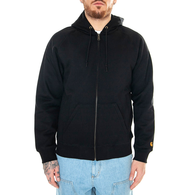 Hooded Chase Jacket Black / Gold - Felpa con Cappuccio e Zip Uomo Nera I033664.00FXX . CARHARTT WIP 