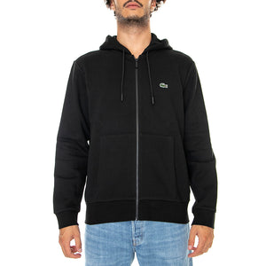 Sweatshirt-031 - Felpa con Cappuccio e Zip Uomo Nera SH9626-031 . LACOSTE 