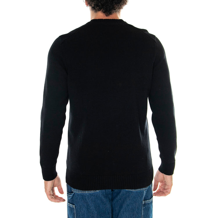 Shoulder Detail Crew Neck Jump Jet Black - Maglione Uomo Nero KN1925V-Z865 . LYLE & SCOTT 