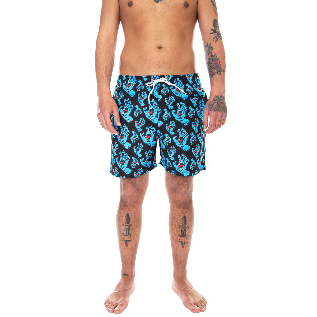 Mens Hands All Over Swimshorts - Black - Bermuda da Bagno Uomo Neri SC-SS21-029 . SANTA CRUZ 
