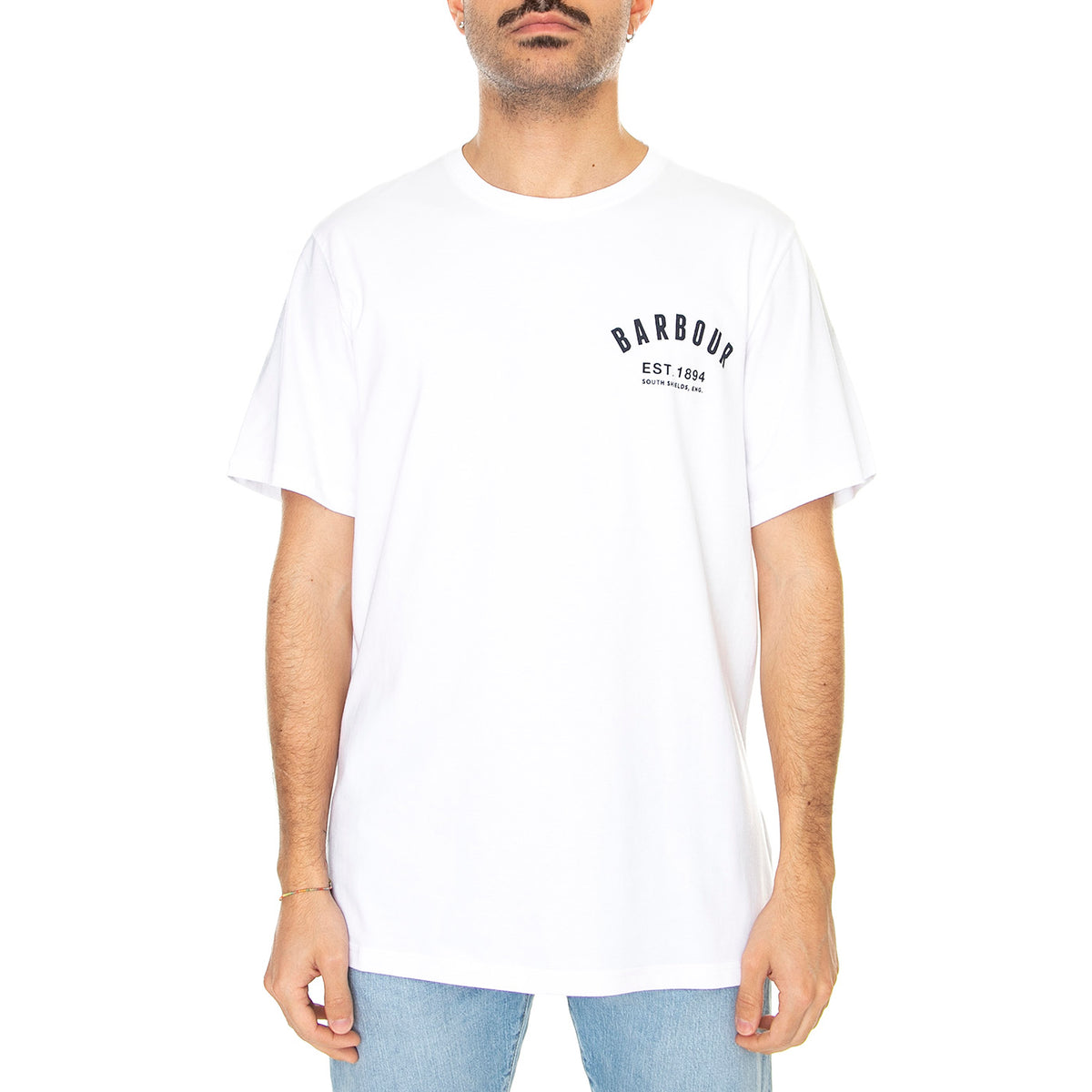 Preppy Tee White - Maglietta Girocollo Uomo Bianca MTS0502-WH11-SS23 . BARBOUR 