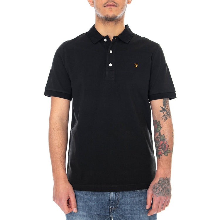 Mens Plain Polo Shirt - Black - Polo Uomo Nera F4KSB068-010 . FARAH 