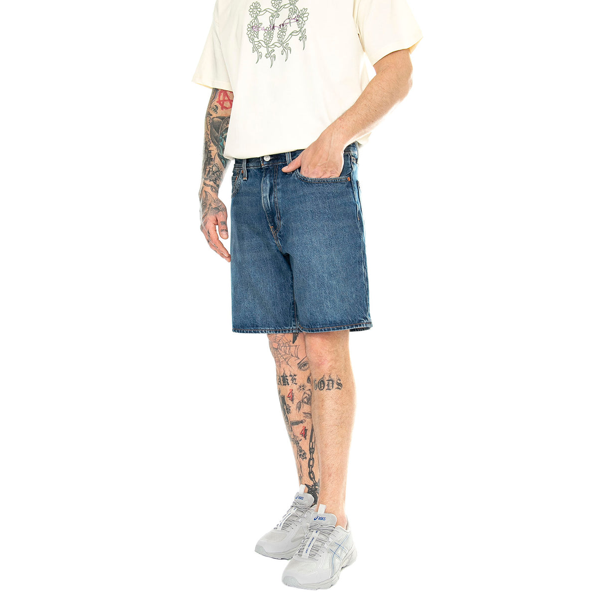 468 Stay Loose Shorts Picnic&Friends Dark Indigo Worn In - Bermuda Denim Jeans Uomo Blu A8461-0005 . LEVIS 