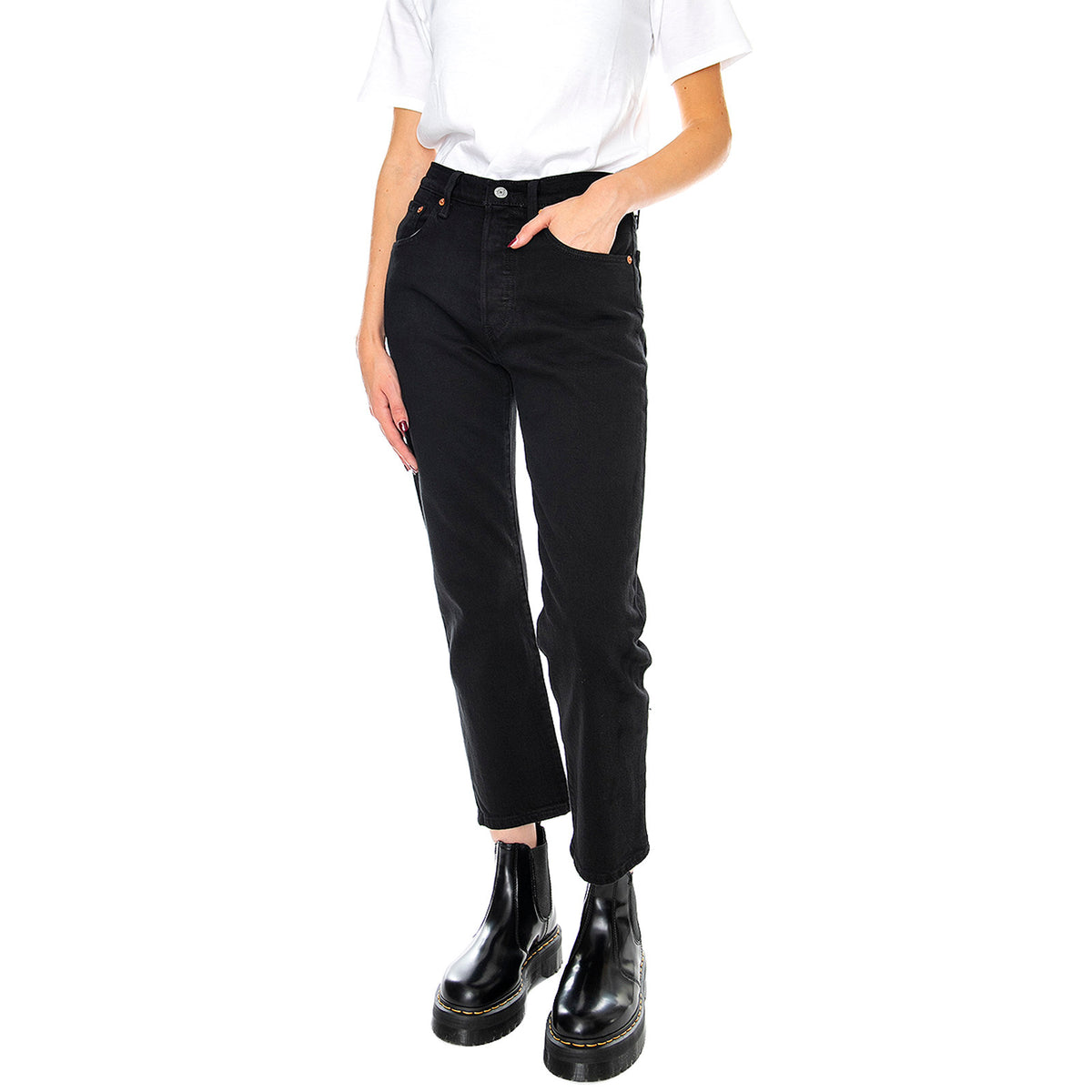 501 Crop Denim Jeans - Denim Jeans Donna Neri / Black Heart 36200-0085 . LEVIS 