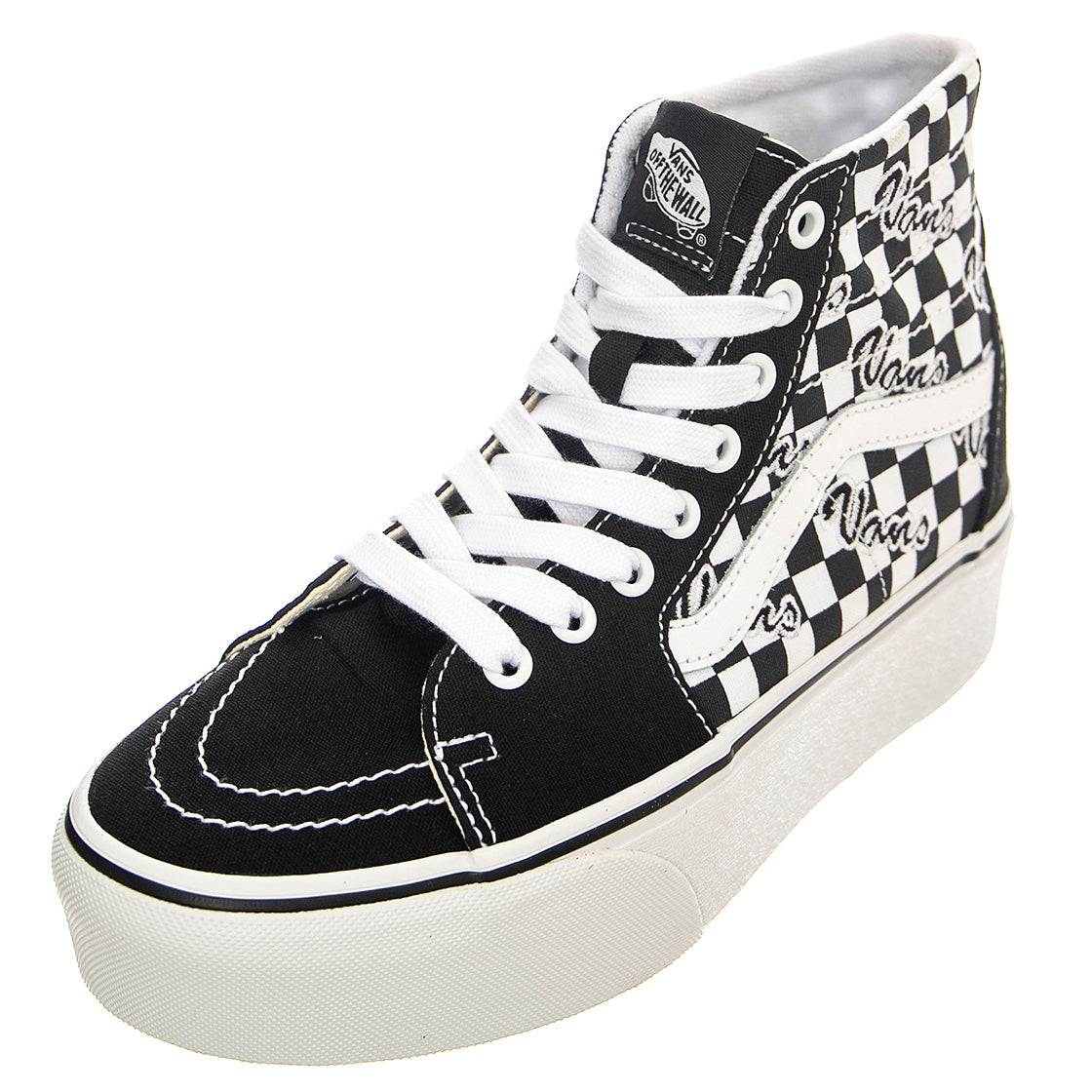 UA SK8-Hi Tapered Stackfo Black / White - Scarpe Stringate Profilo Alto Donna Nere / Checkerboard / Multicolore VN0A5JMK6BT1 . VANS 