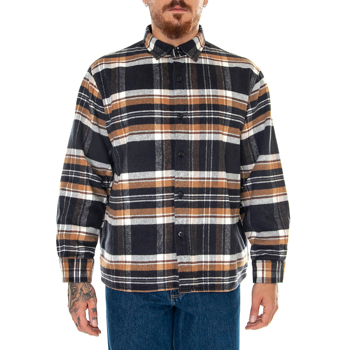 Sebastian Shirt LS Navy / Brown - Camicia Uomo Multicolore I032582.1WO.67. . EDWIN 