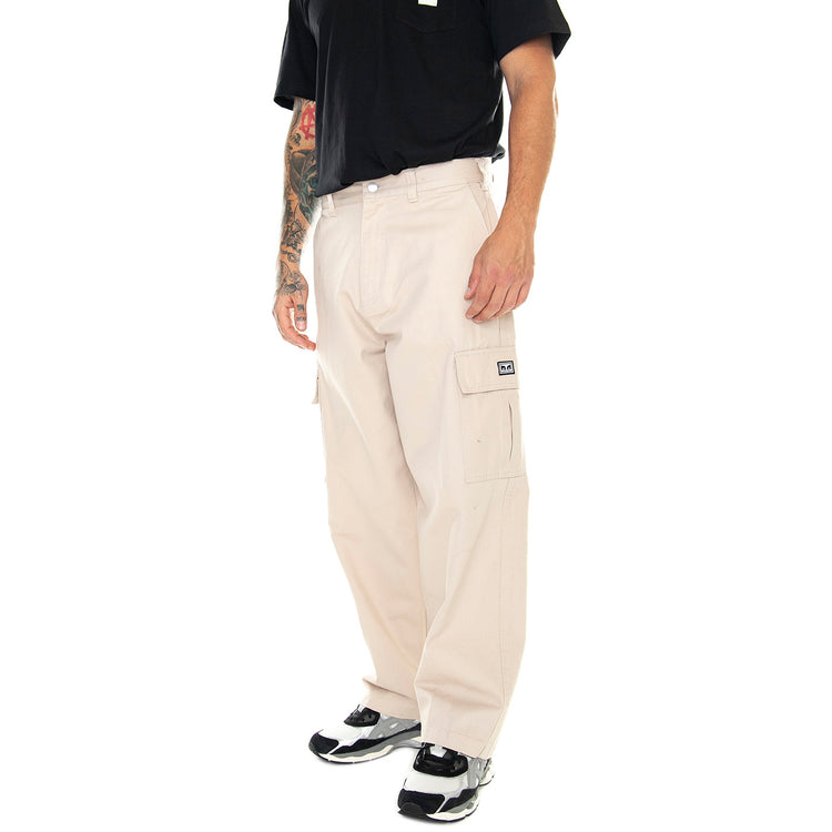 M' Bigwig Baggy Twill Cargo Panr Silver Grey - Pantaloni Uomo Beige 142020217-SIG . OBEY 