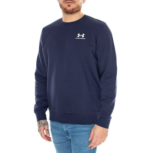 UA Essential Fleece Crew Blue Sweat - Felpa Girocollo Uomo Blu 77-1374250-410 . UNDER ARMOUR 