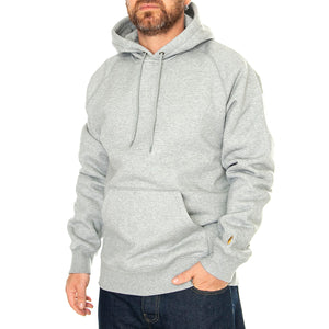 Hooded Chase Sweat Grey Heather / Gold - Felpa con Cappuccio Uomo Grigia I033661.00MXX . CARHARTT WIP 