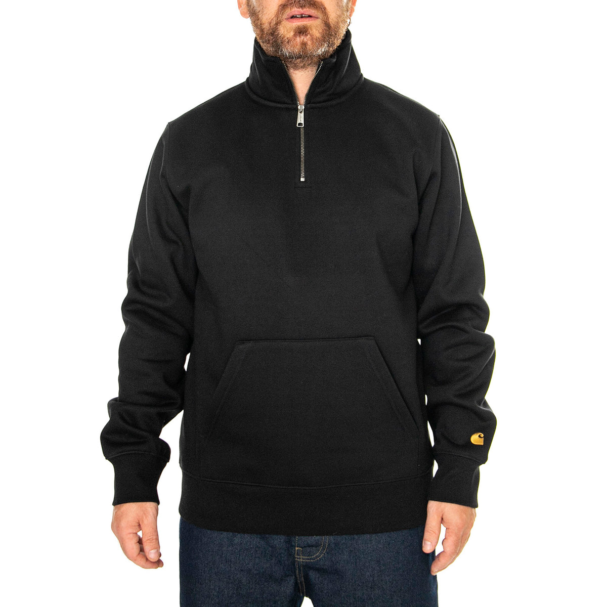 Chase Neck Zip Sweat Black / Gold - Felpa Uomo Nera I033665.00FXX . CARHARTT WIP 