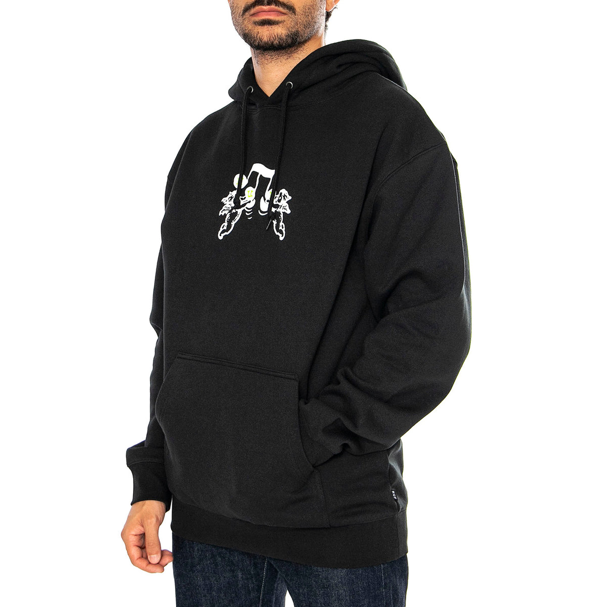 Song P/O Hoodie Black - Felpa Girocollo Uomo Nera PF00681-BLACK . HUF 