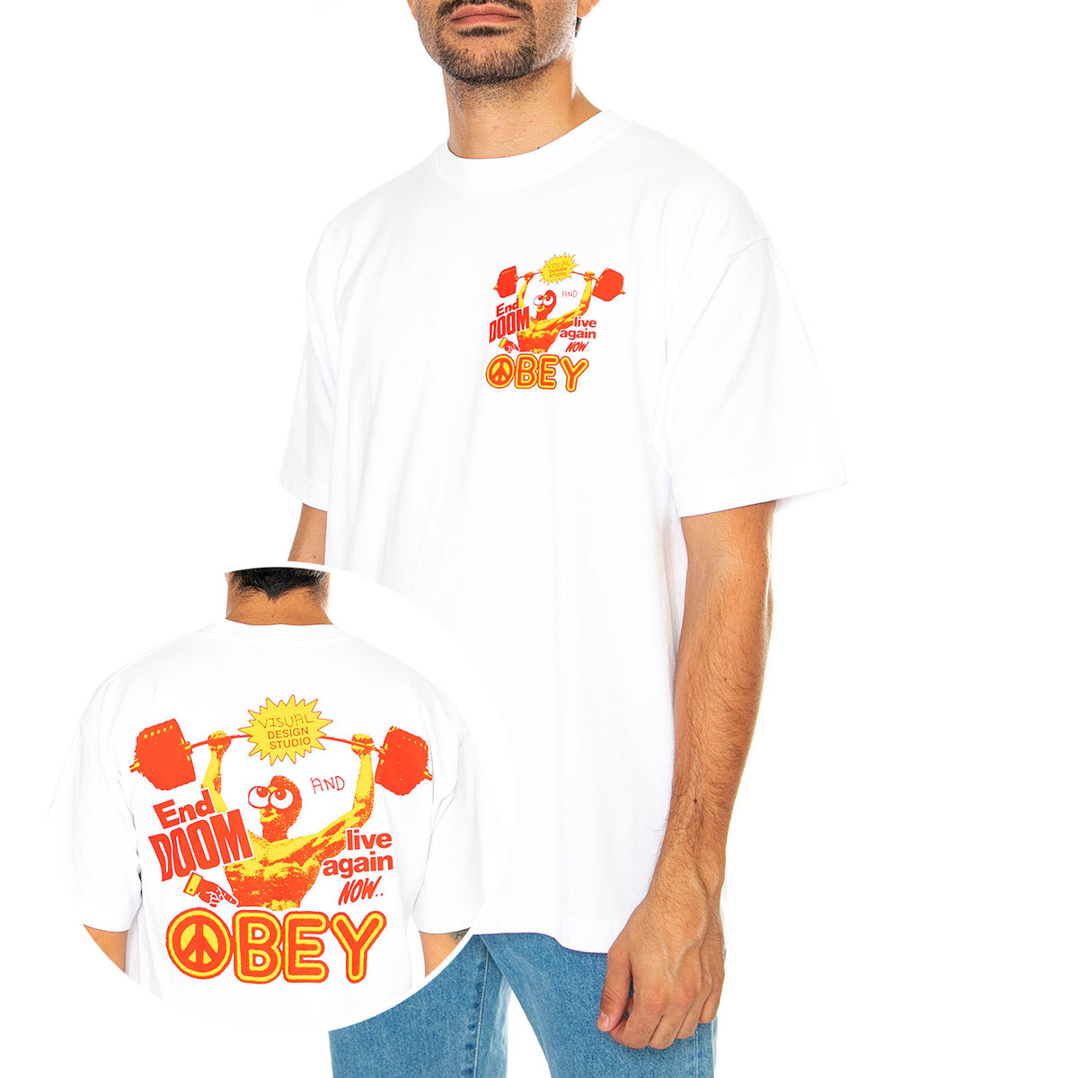 Live Again Now Heavy Weight Tee White - Maglietta Girocollo Uomo Bianca 166913925-WHT . OBEY 