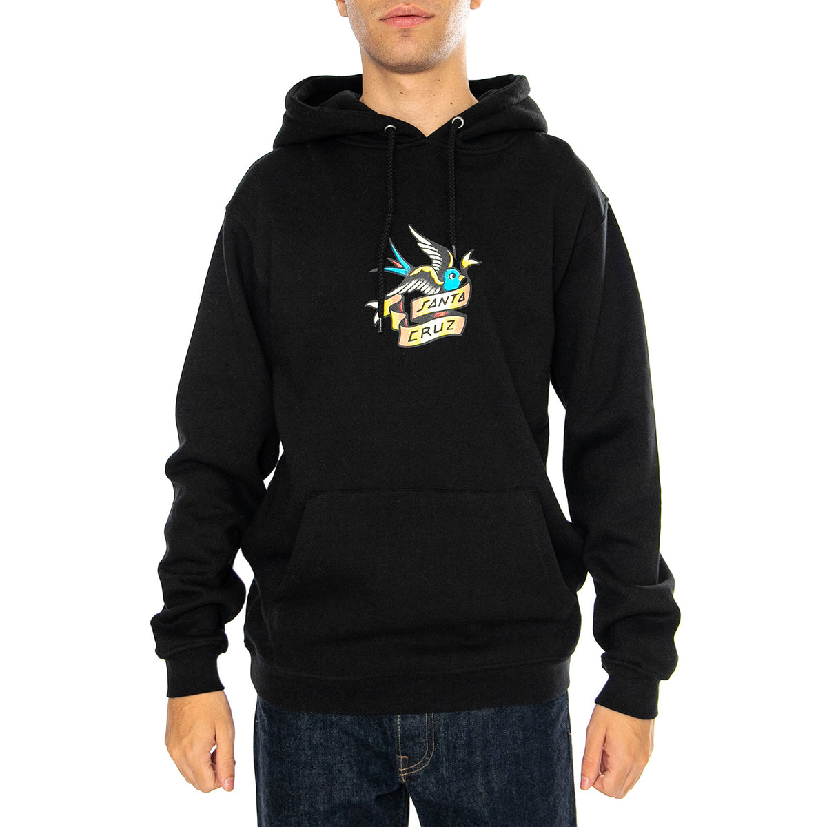 Sommer Sparrow Front Black - Felpa Uomo Nera SCA-HDY-6313 . SANTA CRUZ 