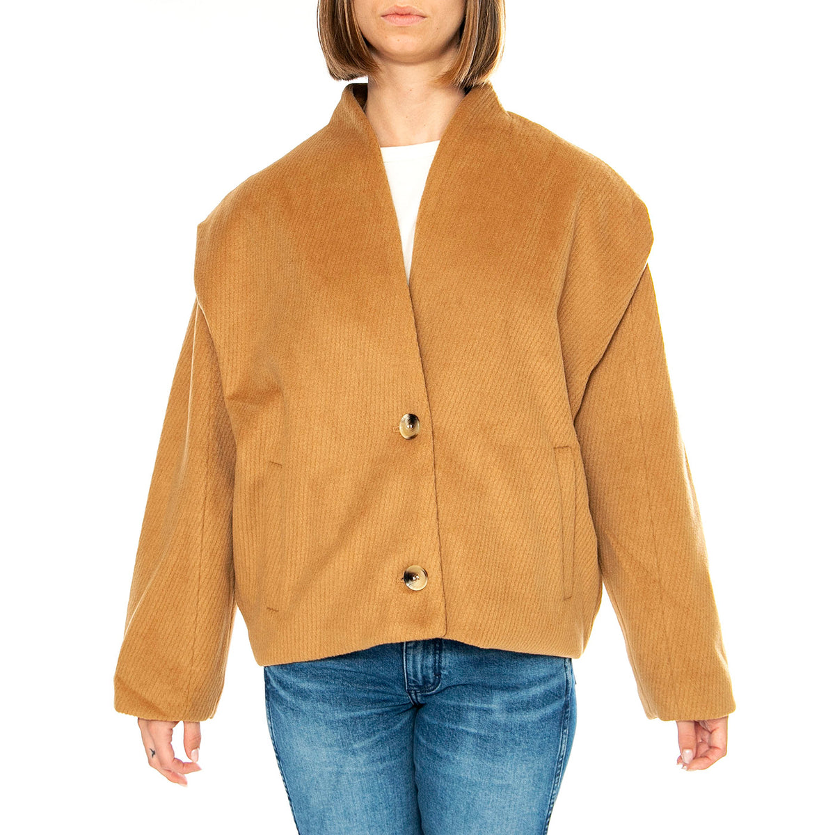 Abrigo Corto Estructura Camel - Giacca Donna Marrone 43W/11275 . WILD PONY 