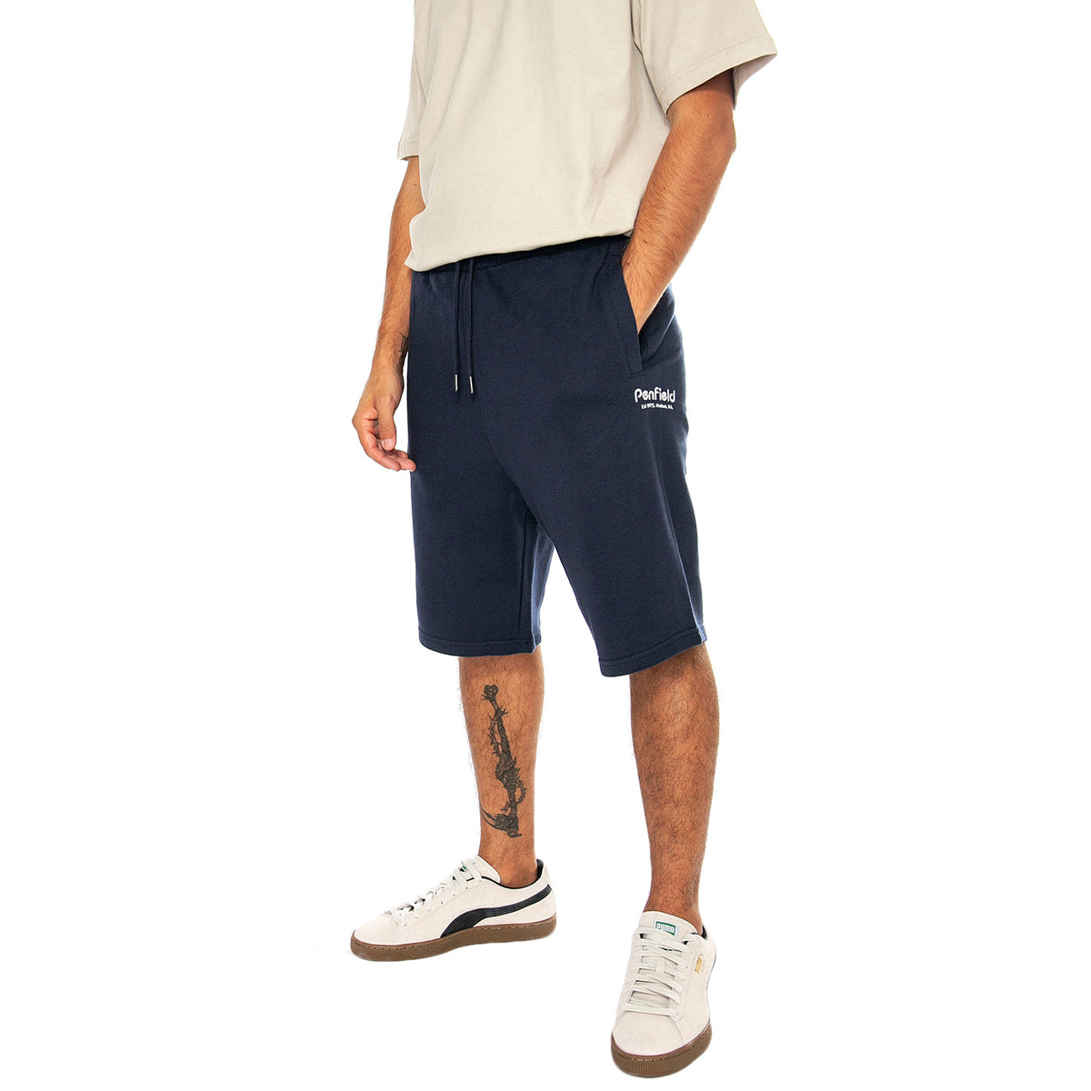 Hudson Script Sweat Short Navy Blazer - Bermuda in Felpa Uomo Blu PFD0361-203 . PENFIELD 