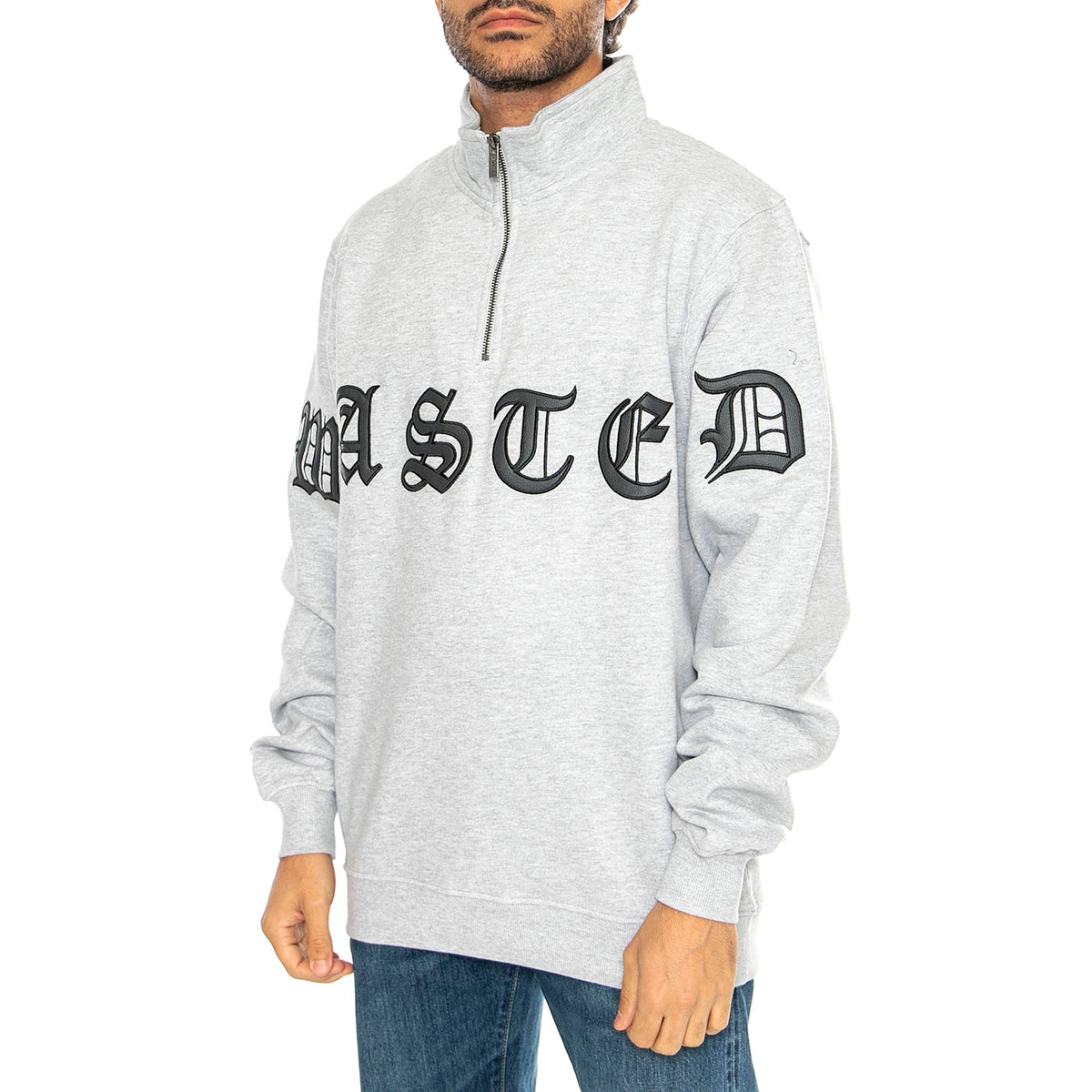 Funnel Chad Ash Grey - Felpa Mezzocollo Uomo Grigia FUNNEL CHAD - ASH GREY . WASTED PARIS 