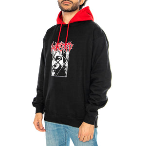 Hoodie Telly Wire Black / Fire Red - Felpa con Cappuccio a Contrasto Uomo Nera HOODIE TELLY WIRE - BLACK/FIRE RED . WASTED PARIS 