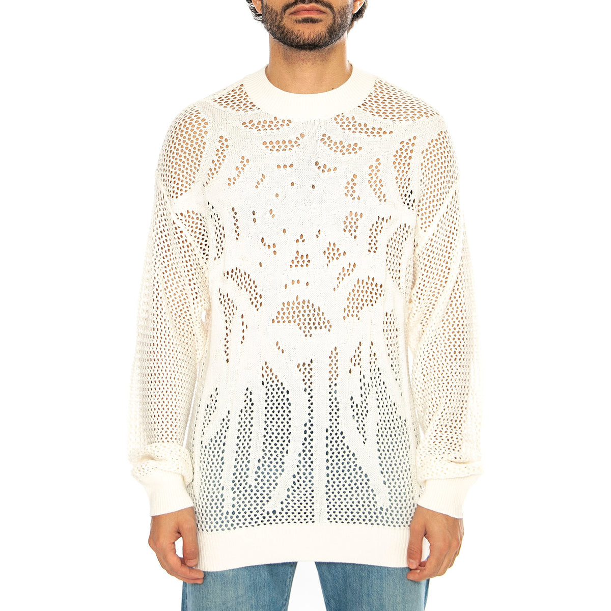 Sweater Snatch Off White - Maglione Girocollo Uomo Bianco SWEATER SNATCH - OFF-WHITE . WASTED PARIS 