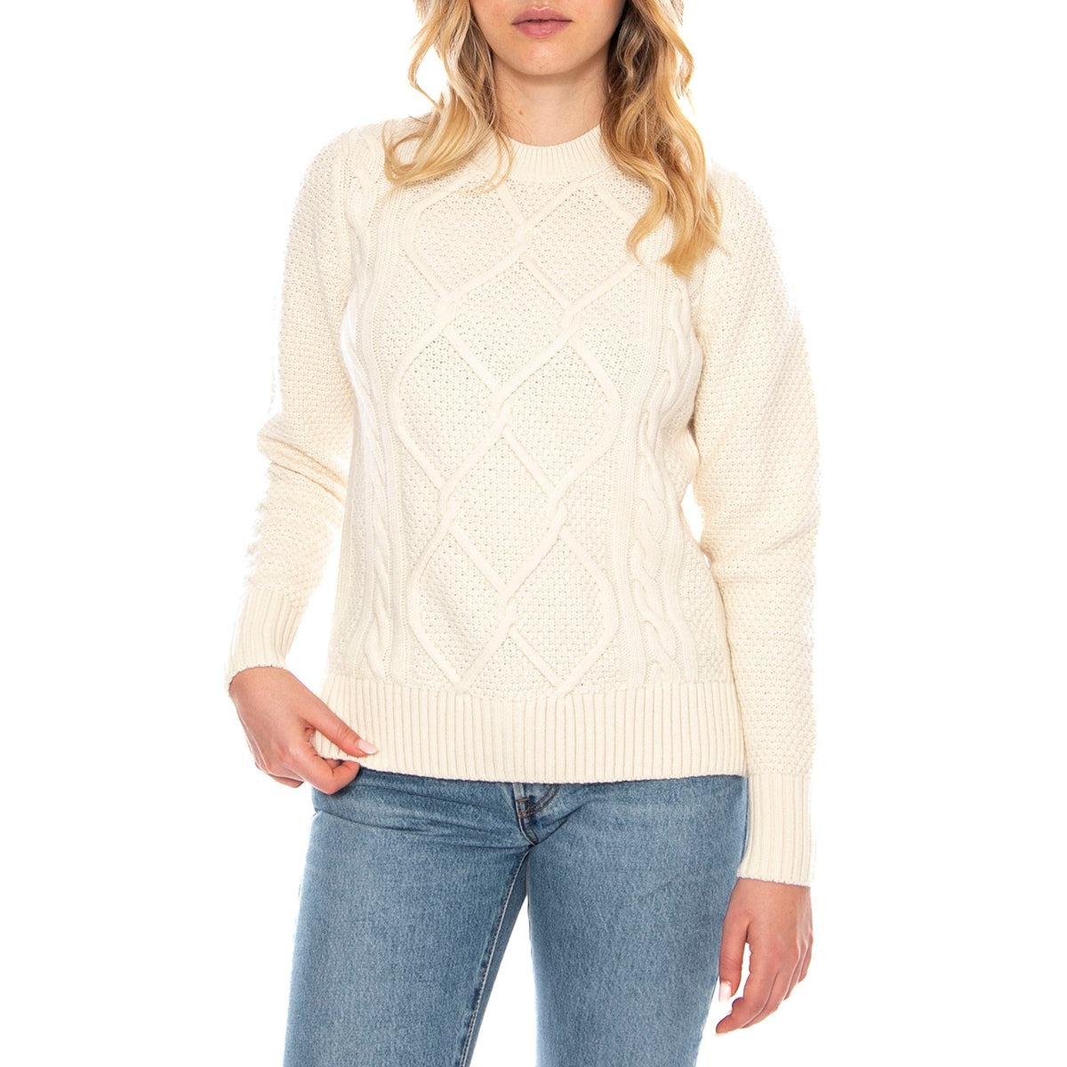 Barbour Burne Crew -- Maglione Donna Bianco LKN1572 WH51 BARBOUR 