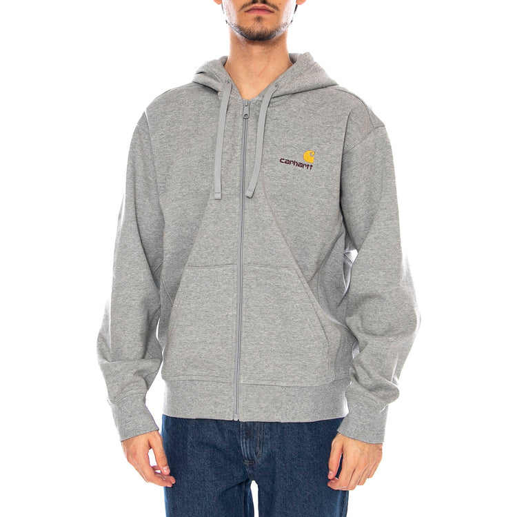 Hooded American Script Jacket Grey Heather - Felpa con Cappuccio Uomo Grigia I033063.V6XX . CARHARTT WIP 