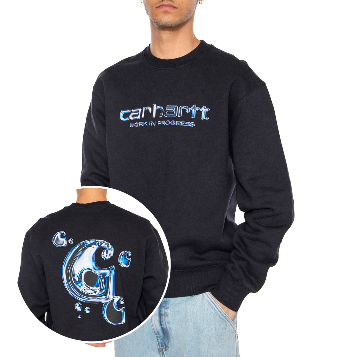 Solar Chrome Sweat Dark Navy - Felpa Girocollo Uomo Blu I035189.1CXX . CARHARTT WIP 