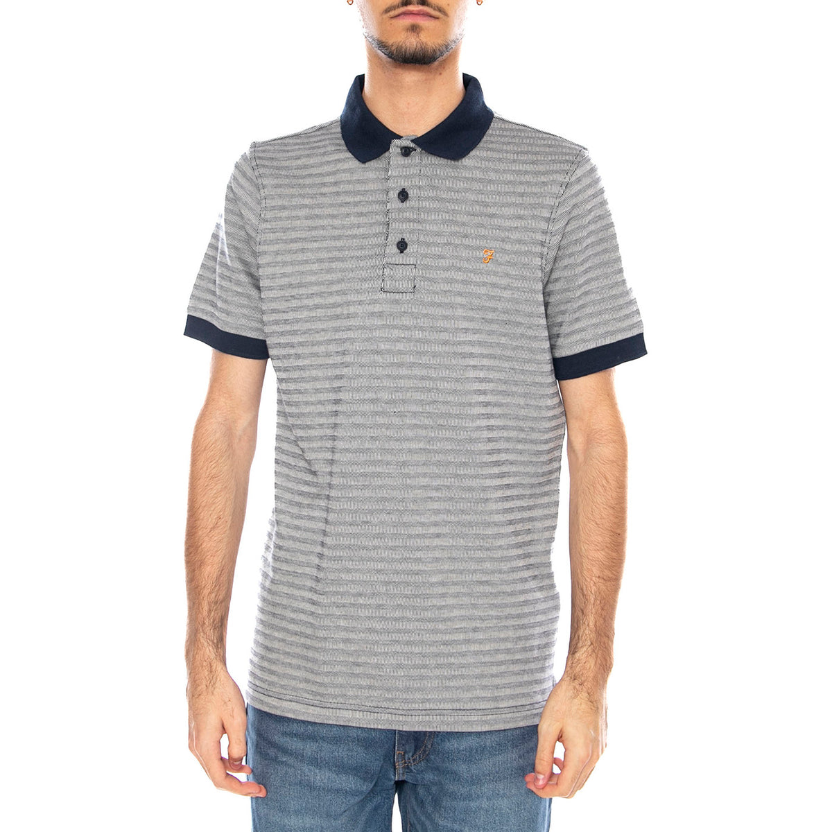 Cotham SS Polo - Polo Uomo a Maniche Corte Yale Blu Multicolore F4KFF003 996 FARAH 
