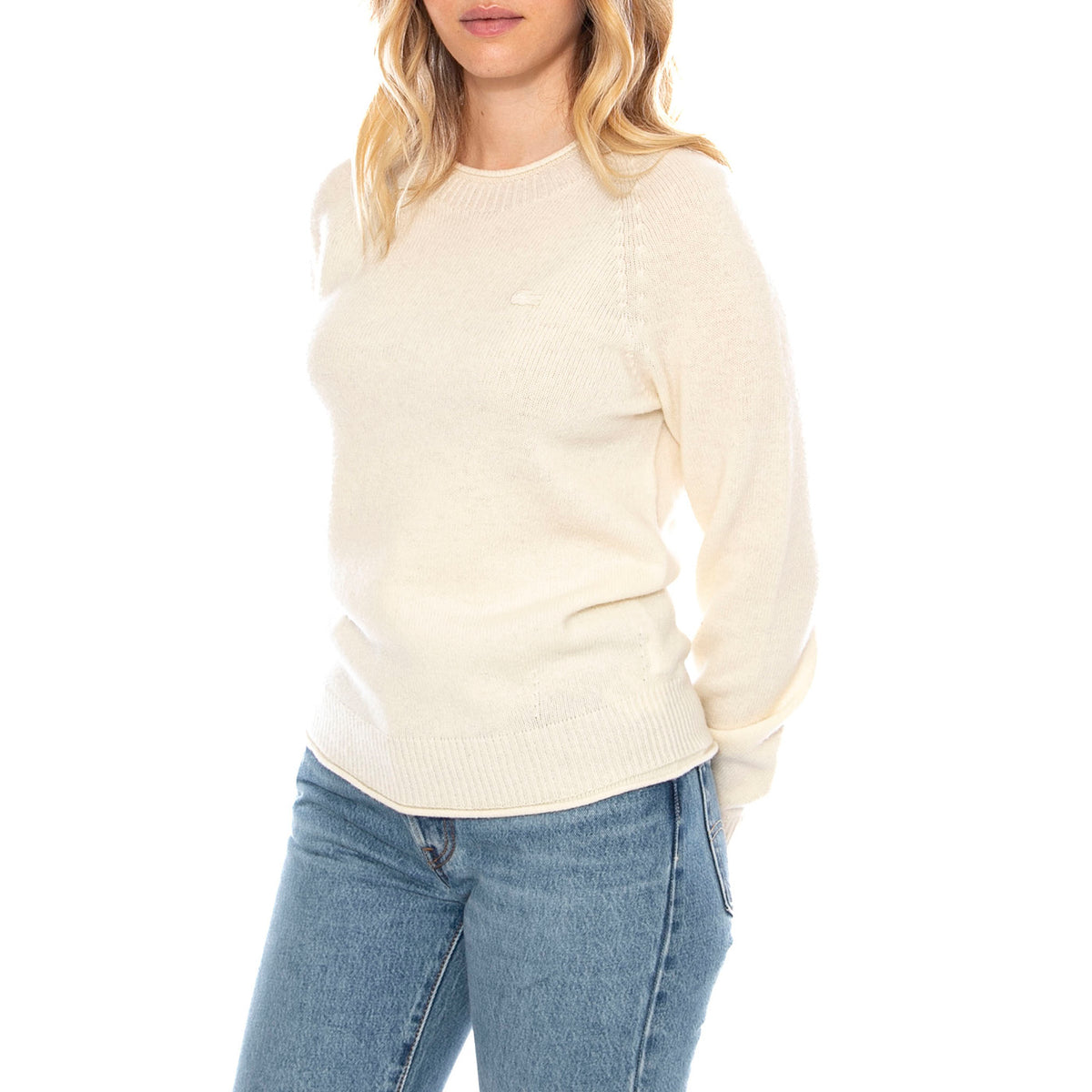 Pullover XJF Lacoste -- Maglione Girocollo Donna Bianco AF4160-XFJ . LACOSTE 