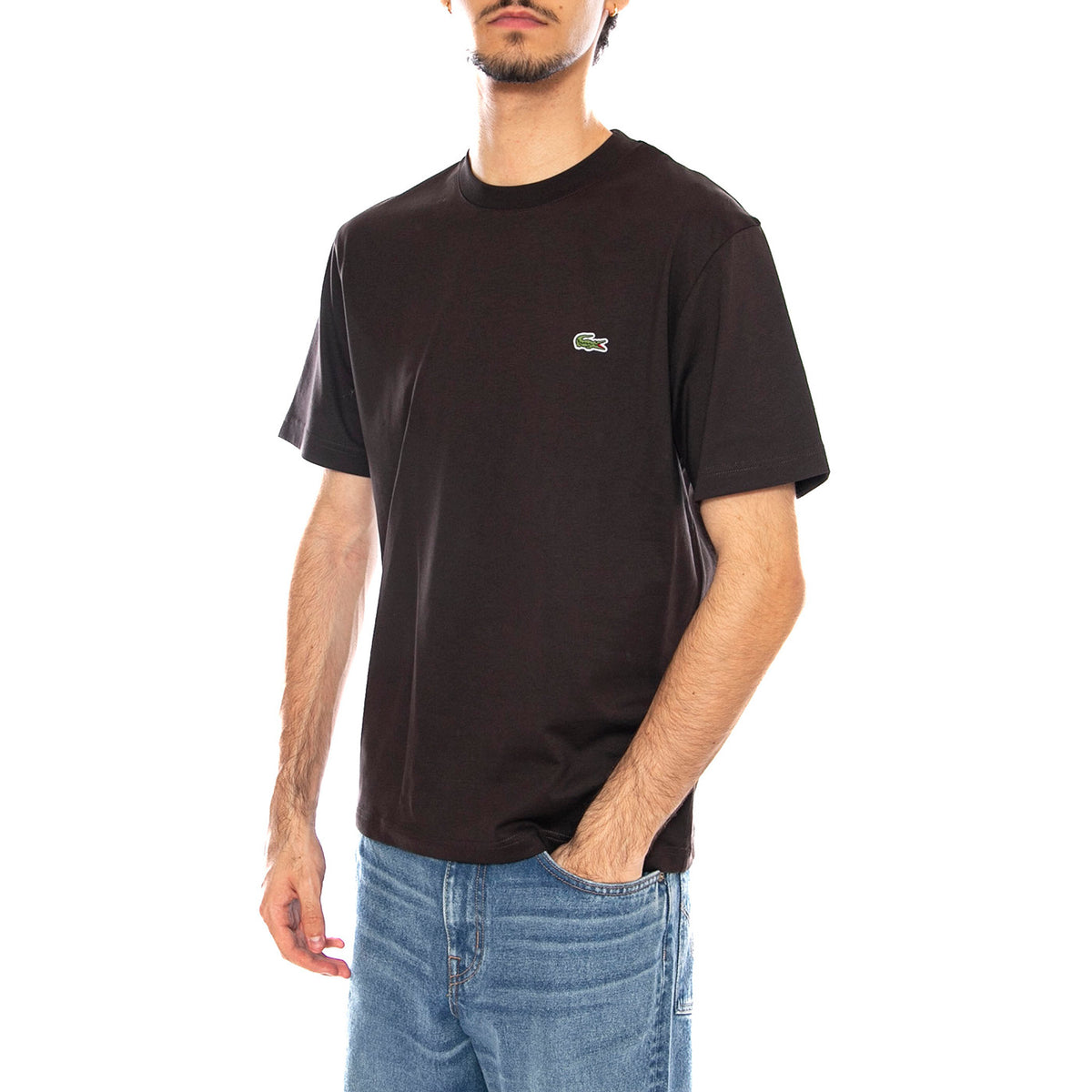 T-Shirt SKB Black - Maglietta Girocollo Uomo Nera TH7318-SKB . LACOSTE 