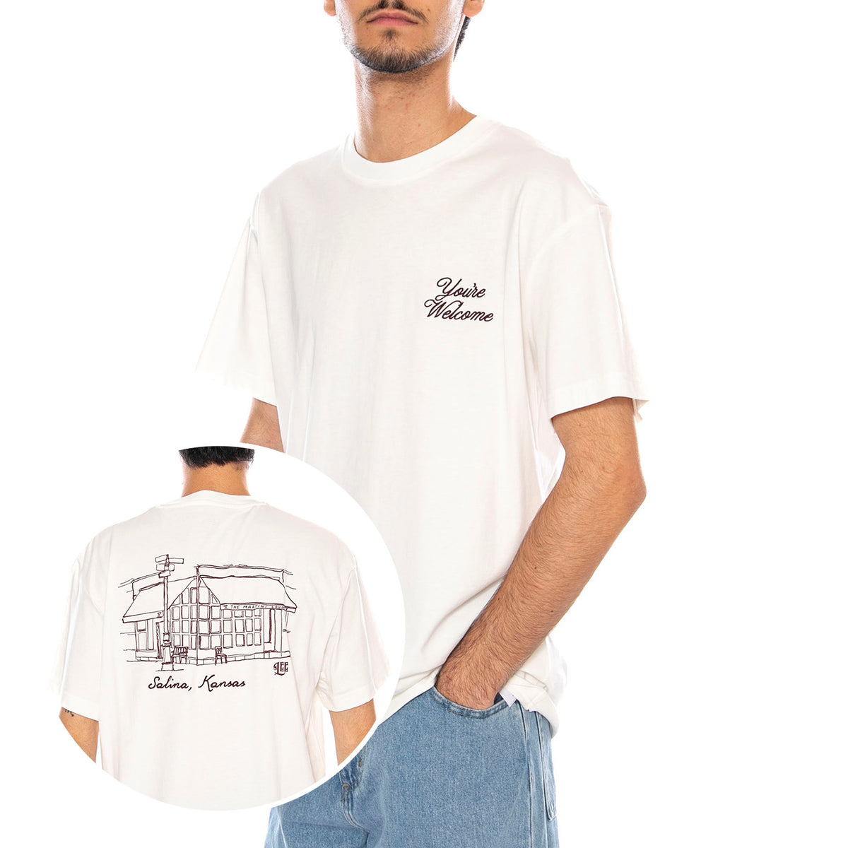Relaxed Graphic Tee Ecru - Maglietta Girocollo Uomo Crema 112370514 . LEE 