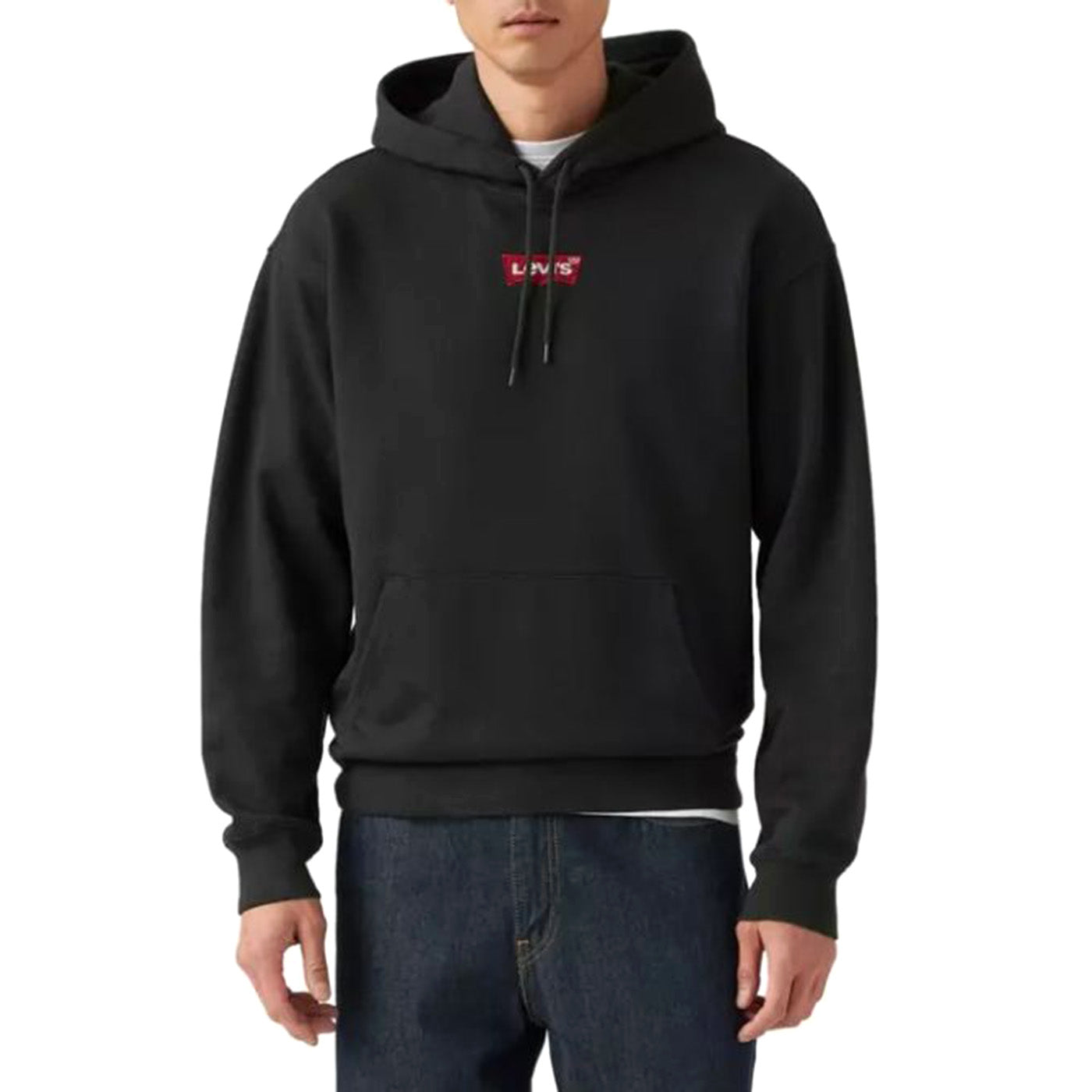 RELAXED GRAPHIC PO BI BADGE BW 1 MINERAL BLACK - Felpa con Cappuccio Uomo Nera 38479-0379 . LEVIS 