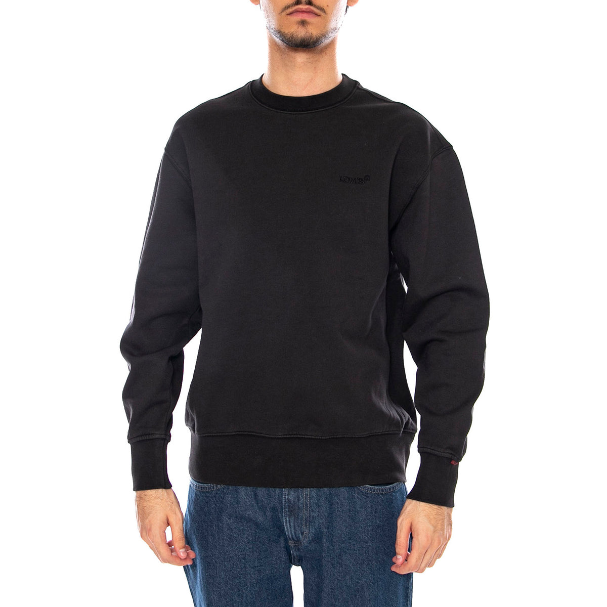 Authentic Crew Black Agate Garment Dye F Black - Felpa Girocollo Uomo Nera A9244-0000 . LEVIS 