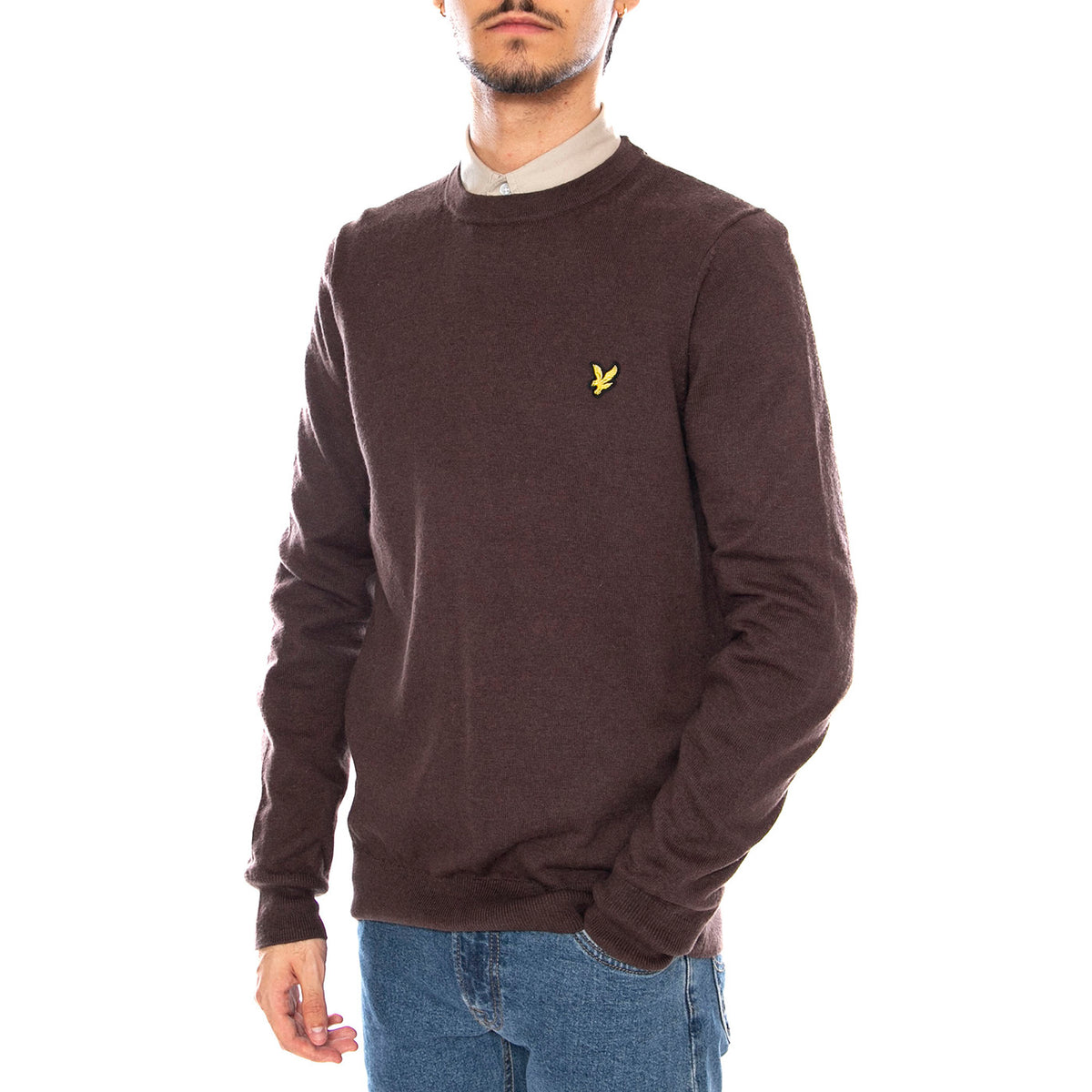Cotton Merino Crew Neck Jumper Espresso - Maglione Uomo Marrone KN2110VC-X863 . LYLE & SCOTT 
