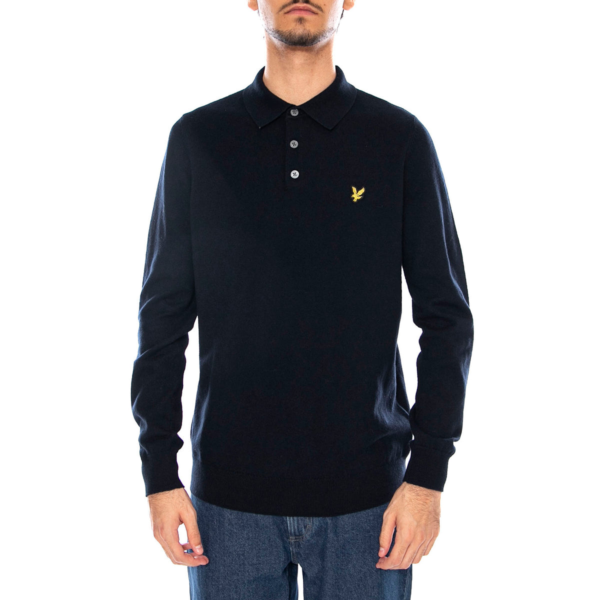 Cotton Merino Long Sleeve Knit Dark Navy - Maglione Polo Uomo Blu KN2113VC-Z271 . LYLE & SCOTT 