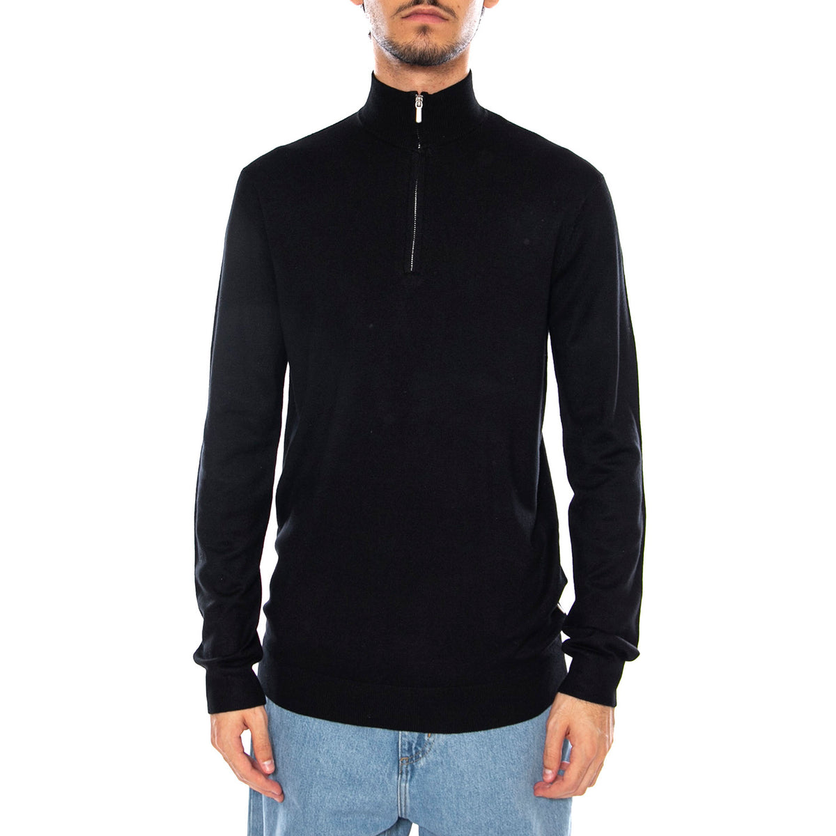 WYLER Life Reg 14 Half Zip Knit Noos Black - Maglione Collo Alto con Zip Uomo Nero 22021264-3766307 . ONLY & SONS 