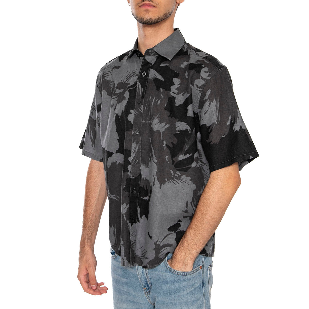 Onscaiden Life SS Relax AOP Linen Shirt Black - Camicia Maniche Corte Uomo Multicolore 22032123-CA . ONLY & SONS 