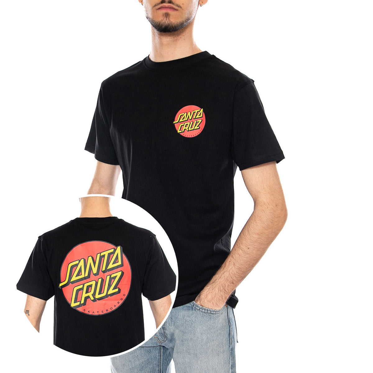 Classic Dot - Maglietta Girocollo Uomo Nera SCA-TEE-10755 Black SANTA CRUZ 
