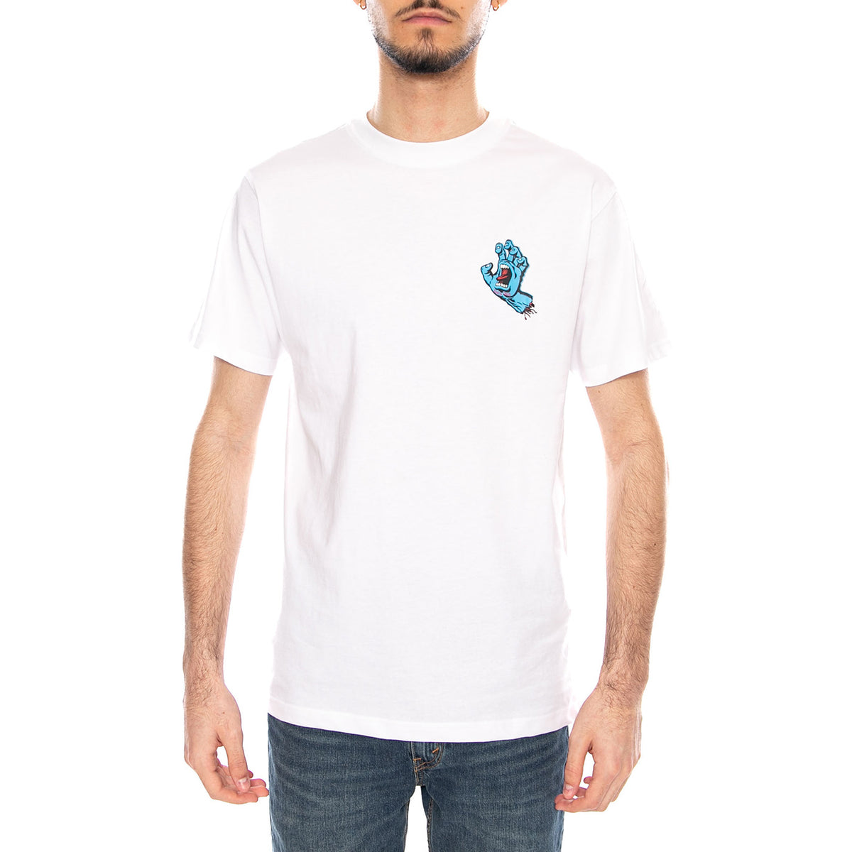 Screaming Hand White - Maglietta Girocollo Uomo Bianca SCA-TEE-11055 White SANTA CRUZ 