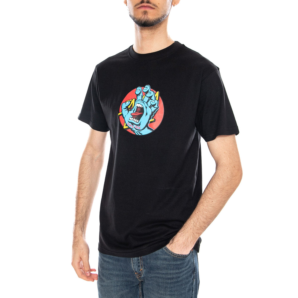 Hand Dot Front Black - Maglietta Girocollo Uomo Nera SCA-TEE-12747 Black SANTA CRUZ 