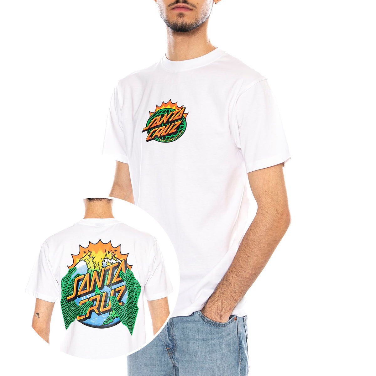 Kendall End Of The Dot -- Maglietta Uomo Bianca SCA-TEE-12765 White SANTA CRUZ 