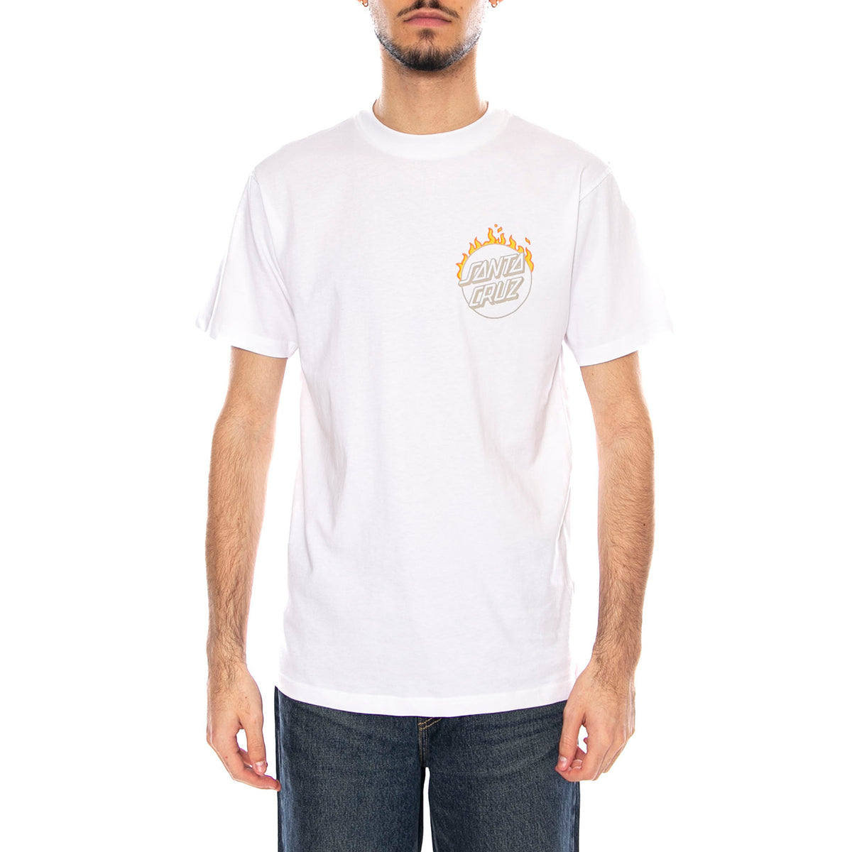 Burnt Opus OVRSZD -- Maglietta Uomo Bianca SCA-TEE-12909 White SANTA CRUZ 