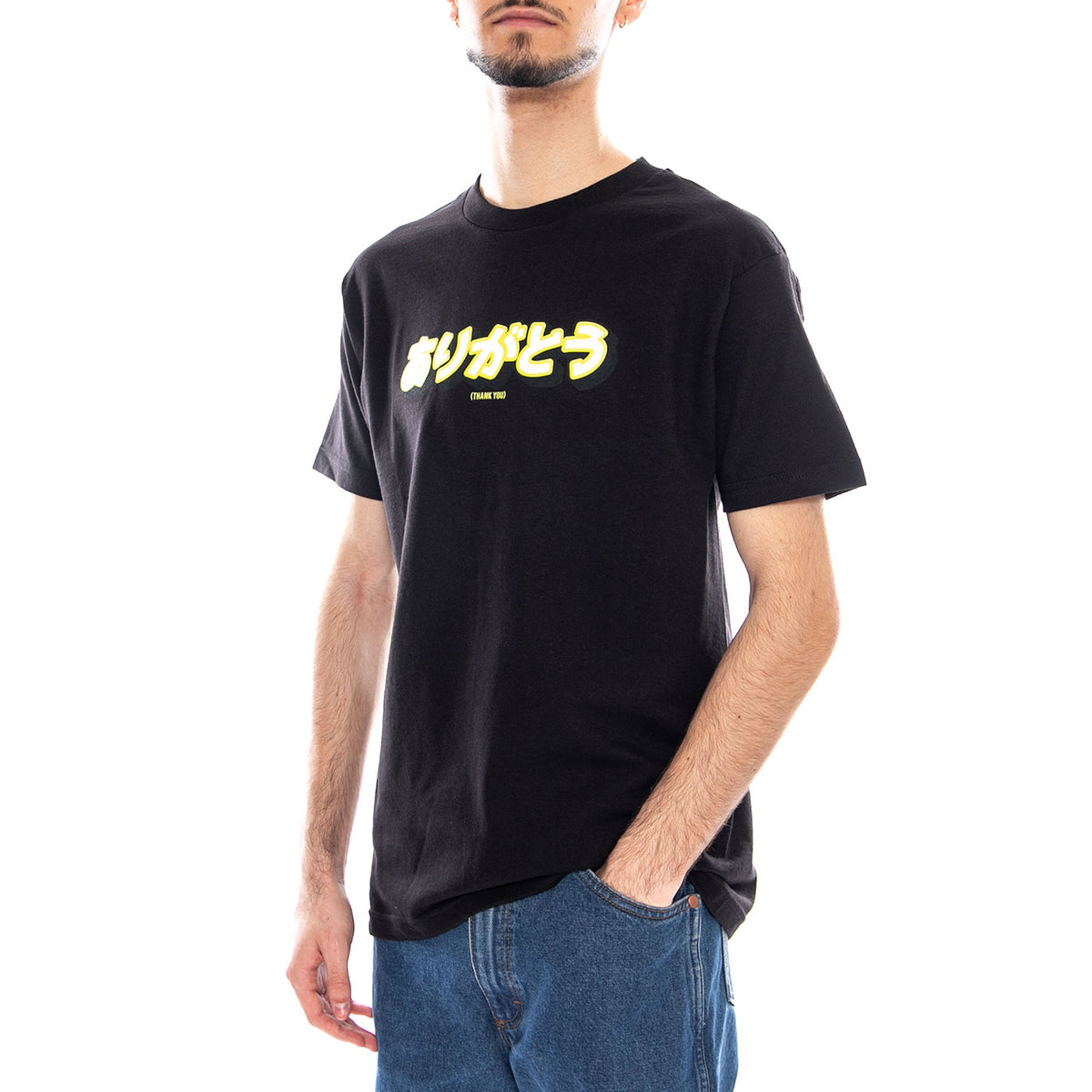 Kanji Tee Black - Maglietta Girocollo Uomo Nera TYASS013-02BLK . THANK YOU 