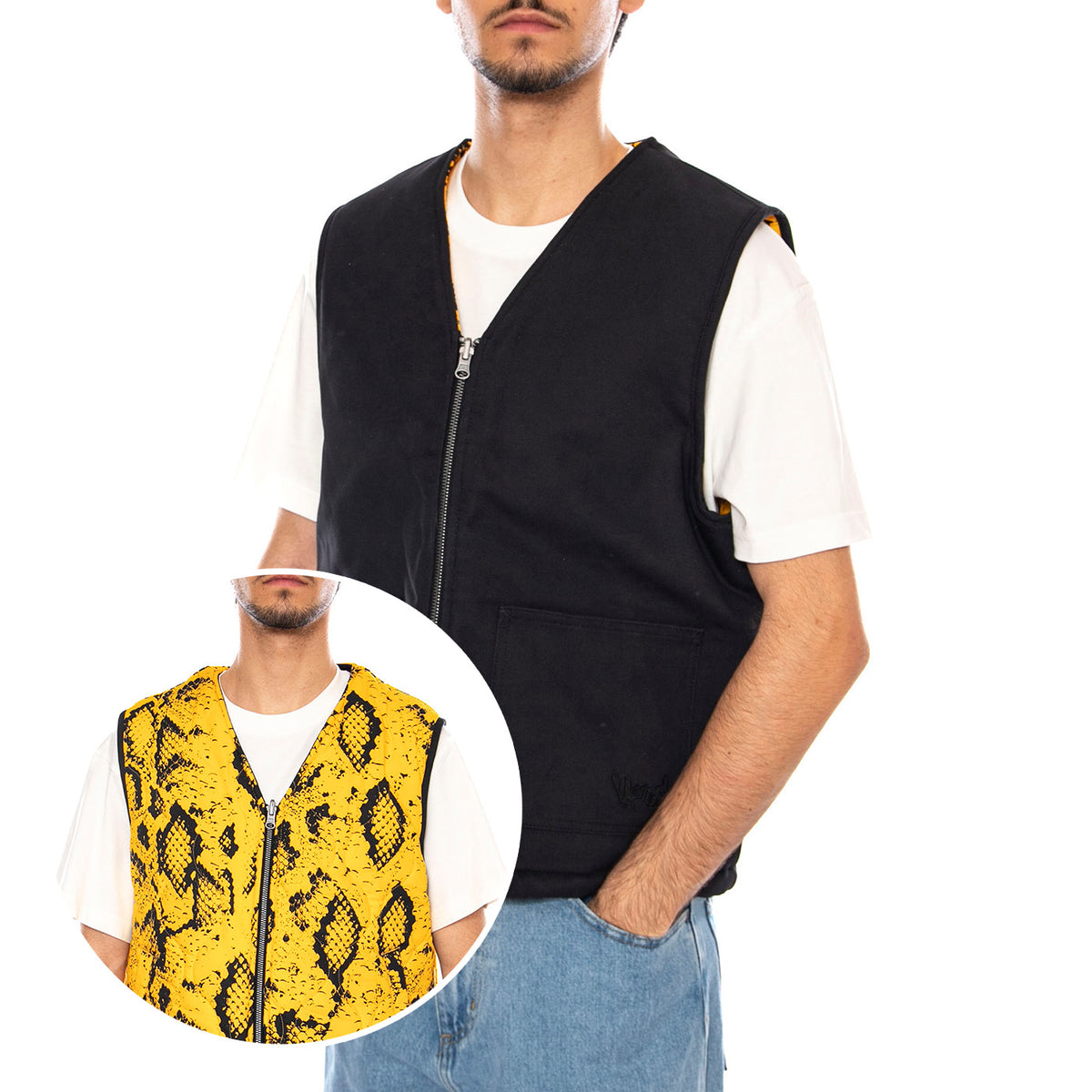 Raw Instinct Vest - Giacca Smanicata Uomo Nera / Multicolore VN000R8Z BLK1 VANS 