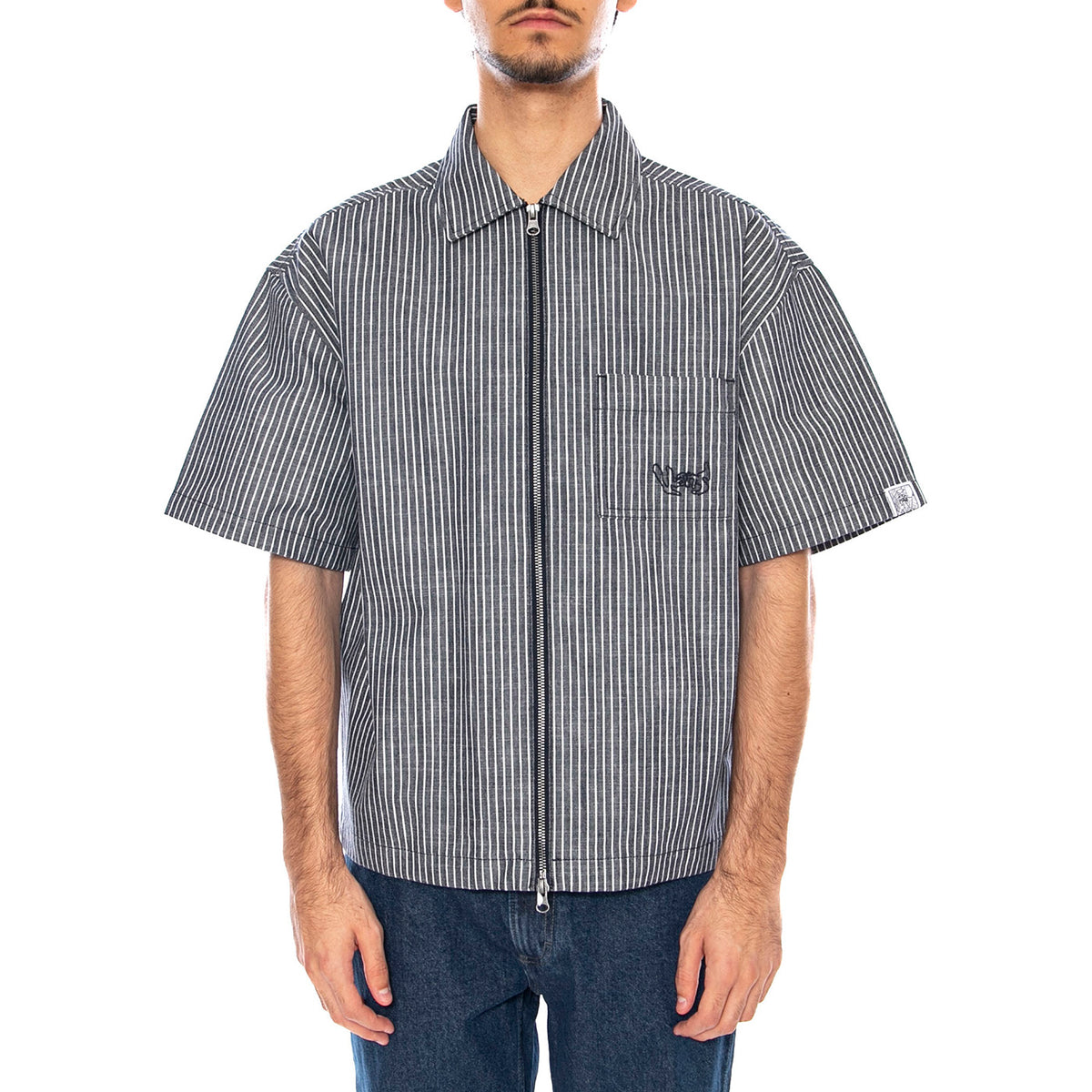 Raw Instinct Shirt Navy -- Camicia Maniche Corte con Zip Blu VN000R97 D3A1 VANS 