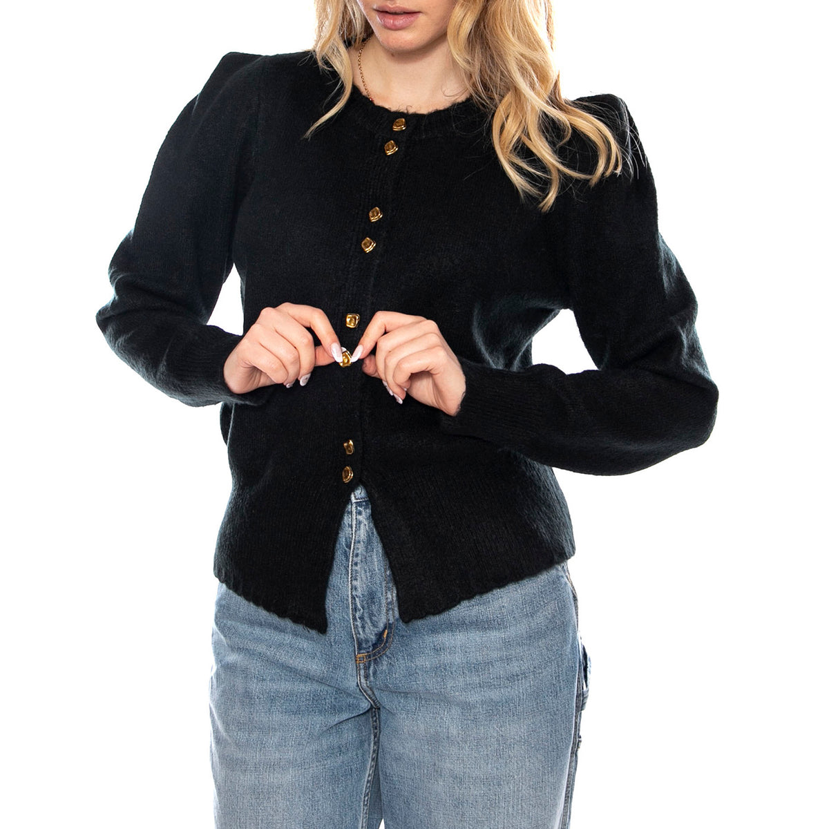 Knitted Cardigan Black -- Cardigan Donna Nero 53W/10711 Black WILD PONY 