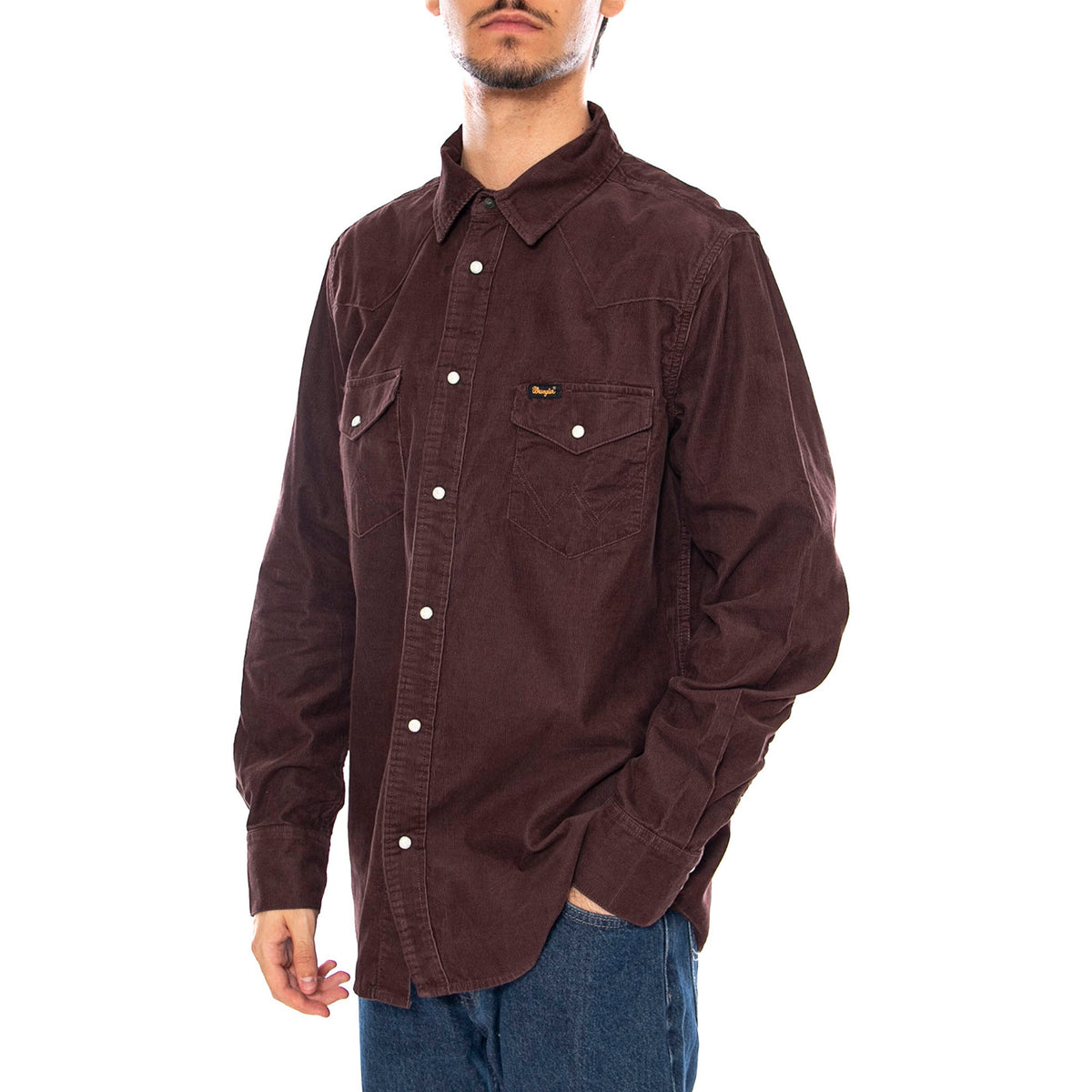 Western Cord Shirt Mahogany - Camicia in Velluto Uomo Marrone 112371428 . WRANGLER 