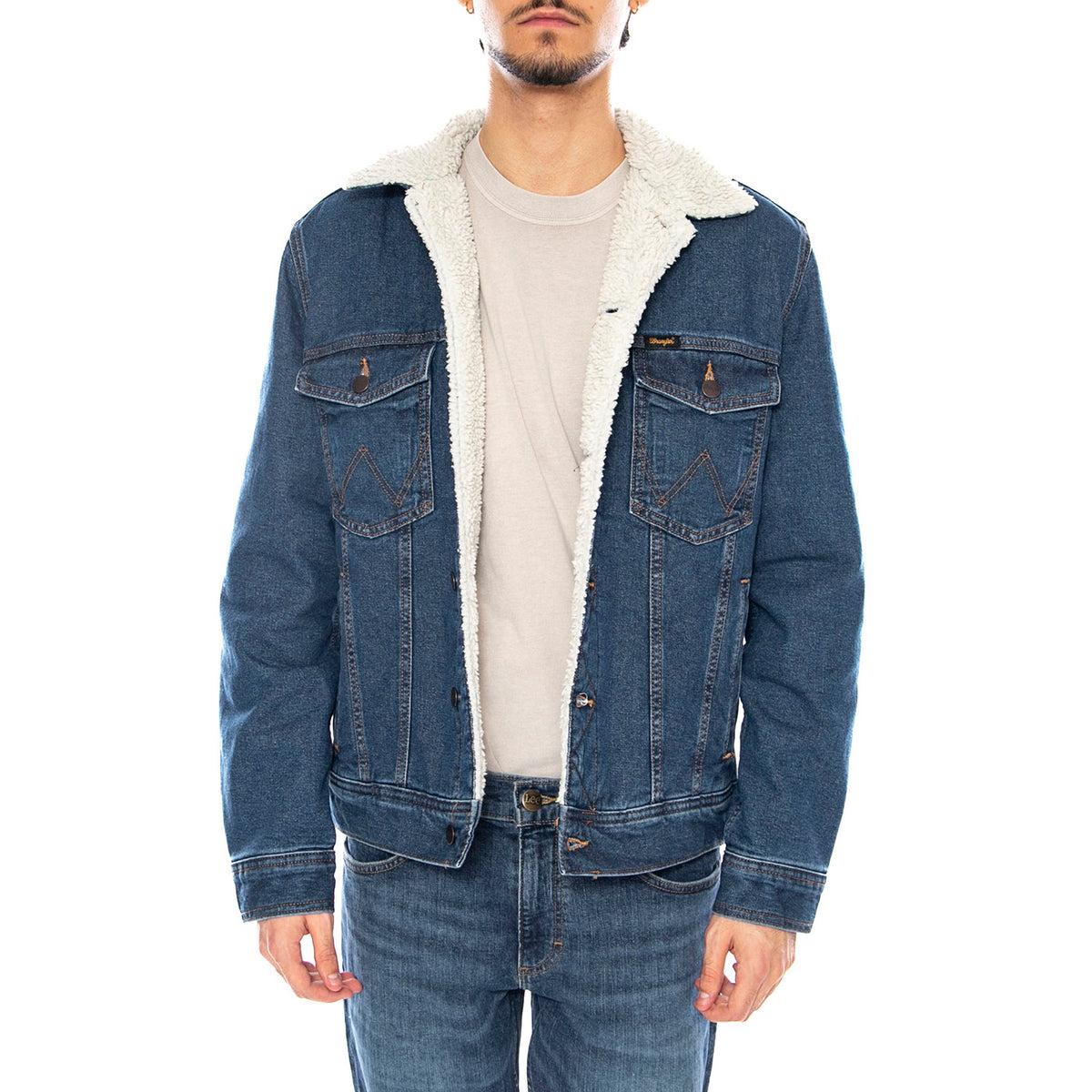 Sherpa Classic Jacket - Mid Stone Wrangler - Giacca Denim Jeans Uomo Blu 112371440 . WRANGLER 