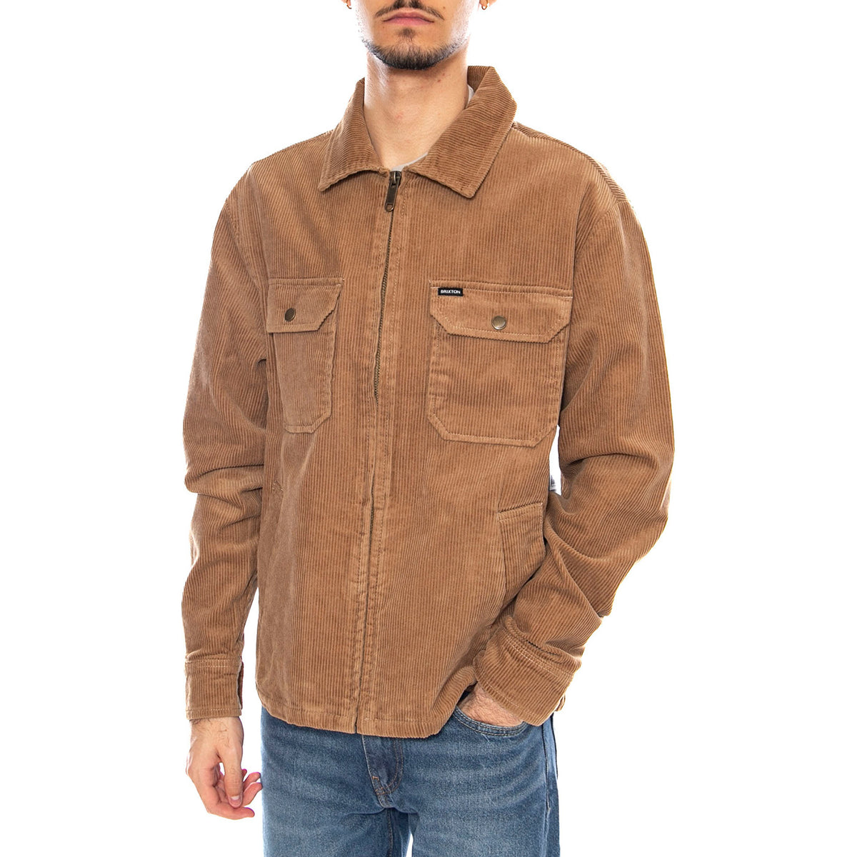 Motor Zip Jacket -- Giacca Uomo Tiger's Eye Cord Marrone 03442 TGREC BRIXTON 