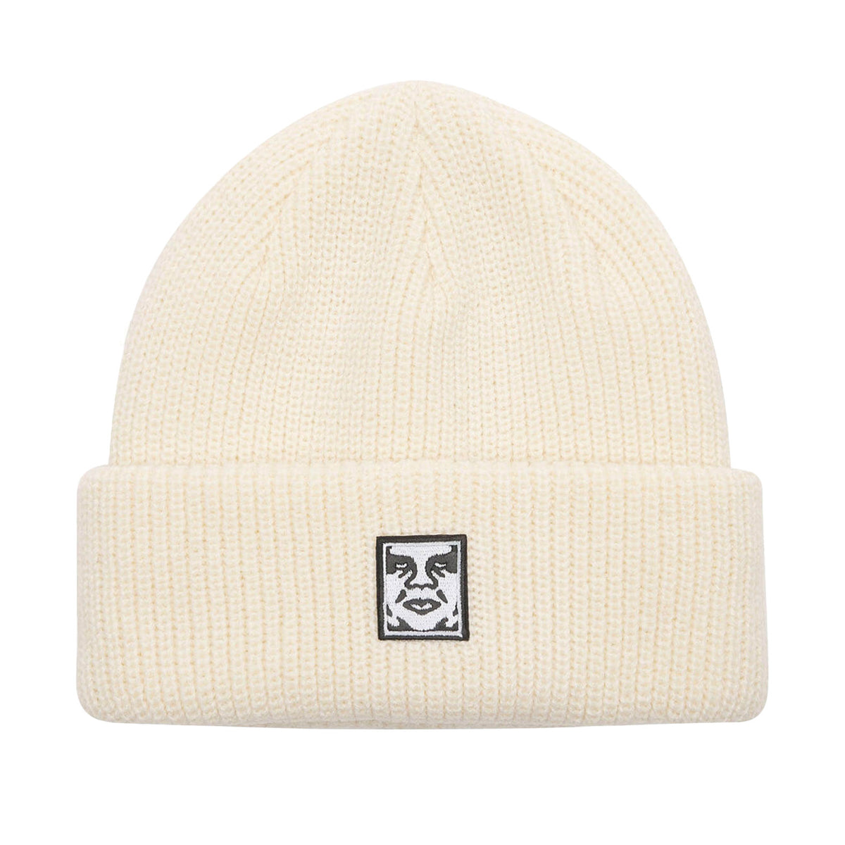 Mid Icon Patch Cuff Beanie Unbleached - Cappellino in Maglia BIanco 100030195 UBL OBEY 